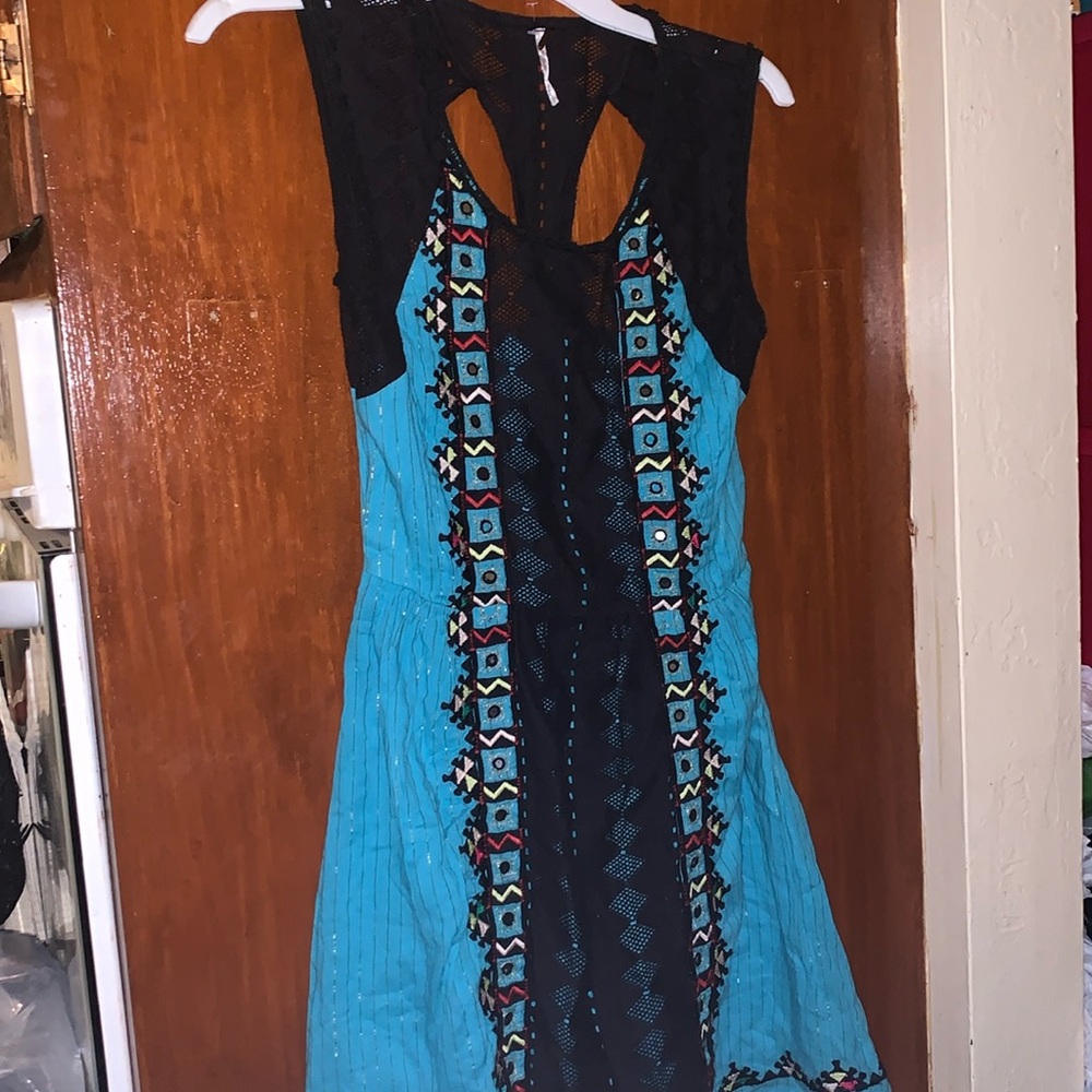Free People Water Lily Mirror Embellished Dress Boho Hippie Chic